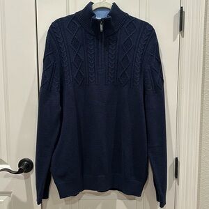 Nautica Navy Blue Men’s Knit 1/4 Zip Sweater, Large